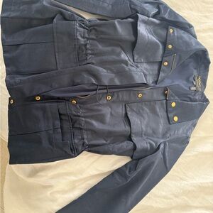 Donna Karan Navy Blazer with Gold Chain